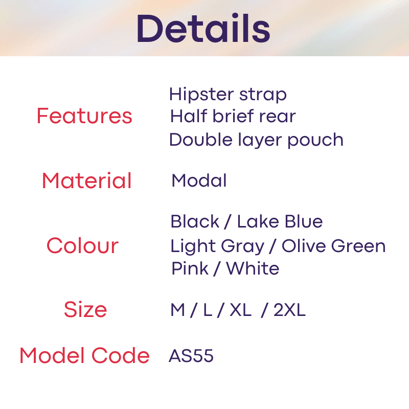 Men's Brief: Modal Bikini Brief with Hip V Strap Underwear (AS55)
