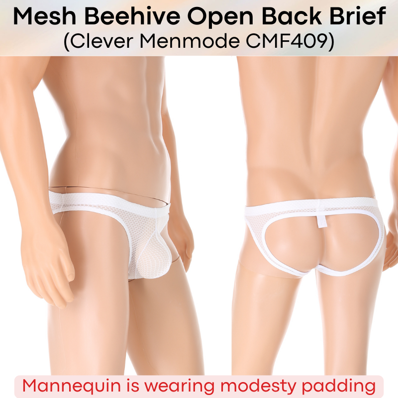 Men's Brief: Polyester Mesh Beehive Open Back Brief (CMF409)
