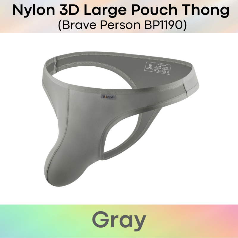 Men's Thong: Nylon 3D Large Pouch Soft and Thin Thong Underwear (BP1190)