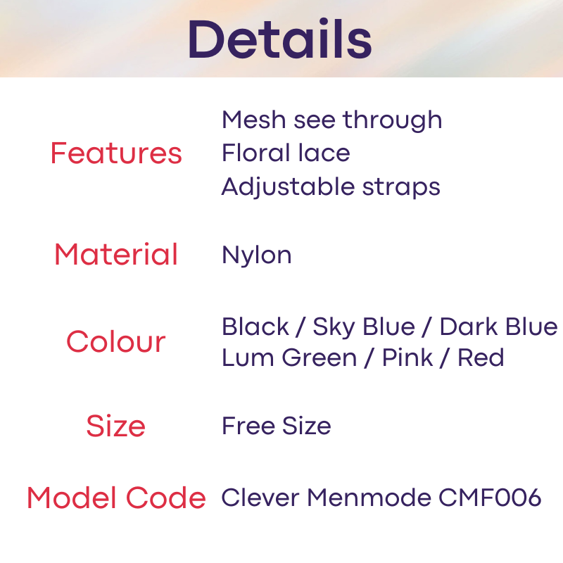Men's Thong: Nylon Lace-Mesh Chest Bra and Thong Underwear Set (CMF006)