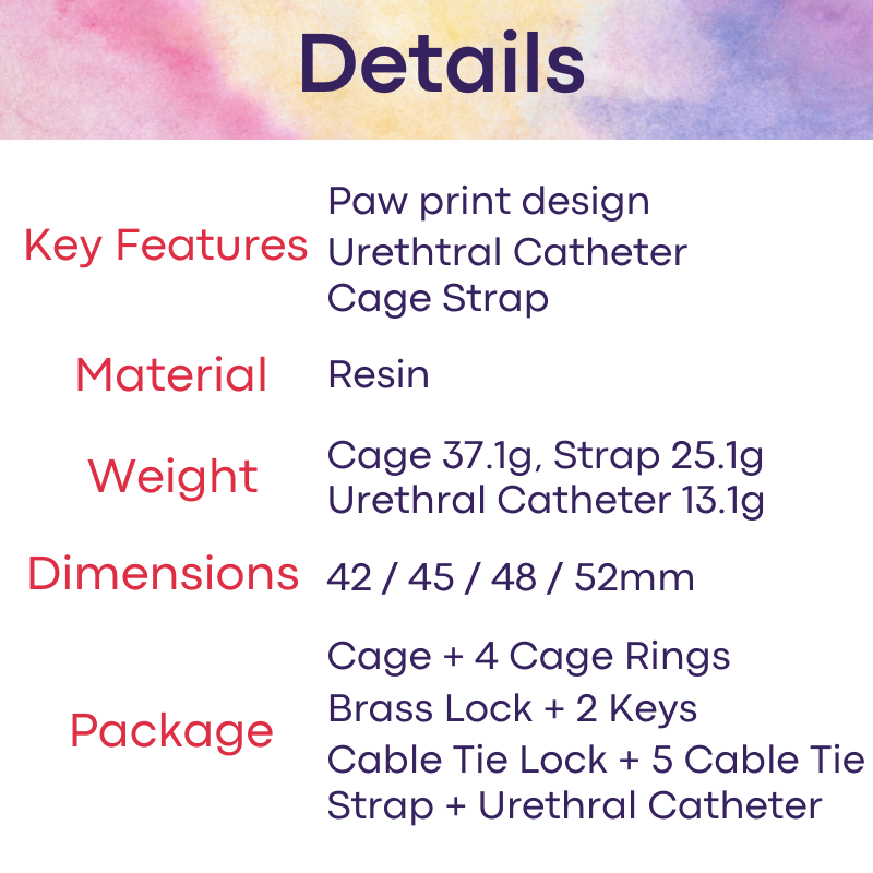 Adult Toy: Men's ABS Resin Paw Print Chastity Cage with Urethral Catheter and Strap Set (FRRKAS123)