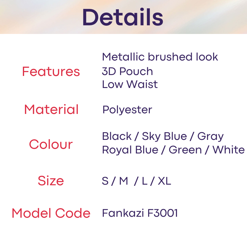 Men's Boxer: Polyester Jap Style Metallic Brushed Boxer Brief Underwear (F3001)