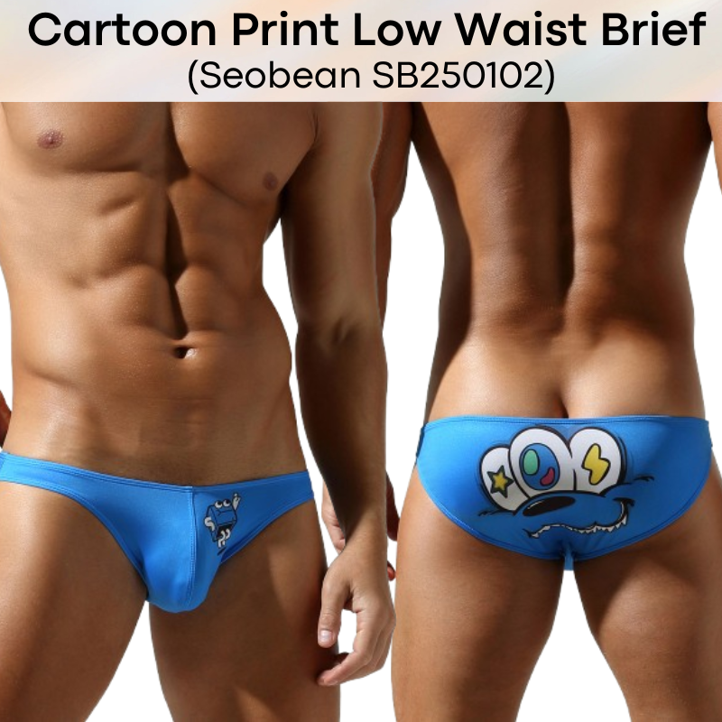 Men's Brief: Polyester Cartoon Low Waist Brief Underwear (SB250102)