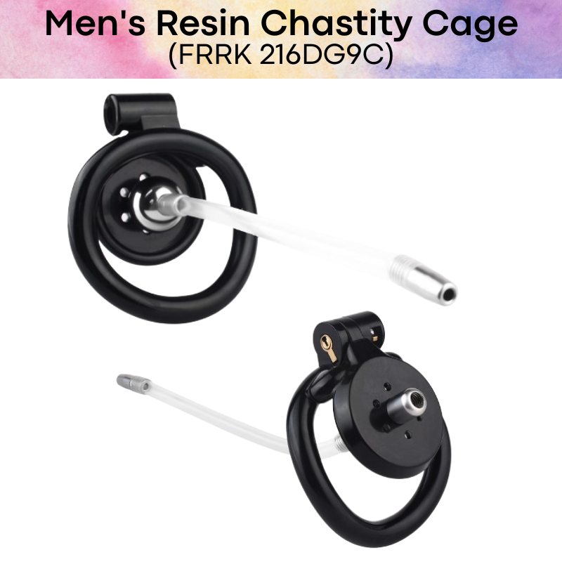 Adult Toy: Men's Resin Chastity Cage with Urethral Catheter (FRRK216DG9C)
