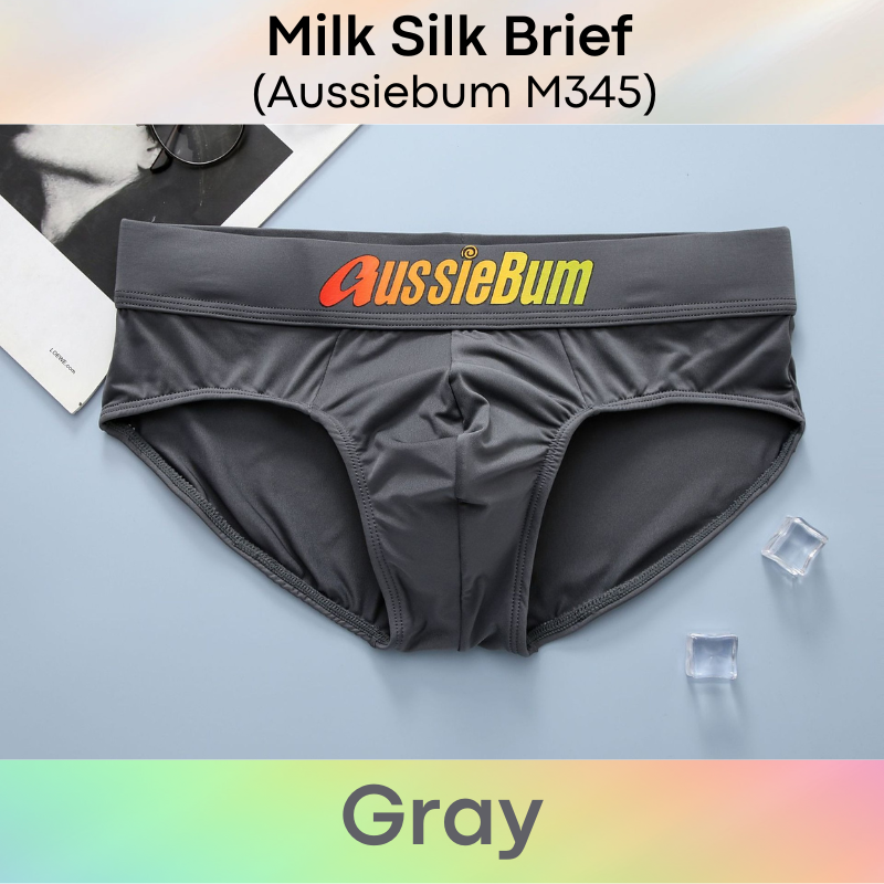 Men's Brief : Milk Silk Brief with Double Layer Front Pouch (Aussiebum M345)