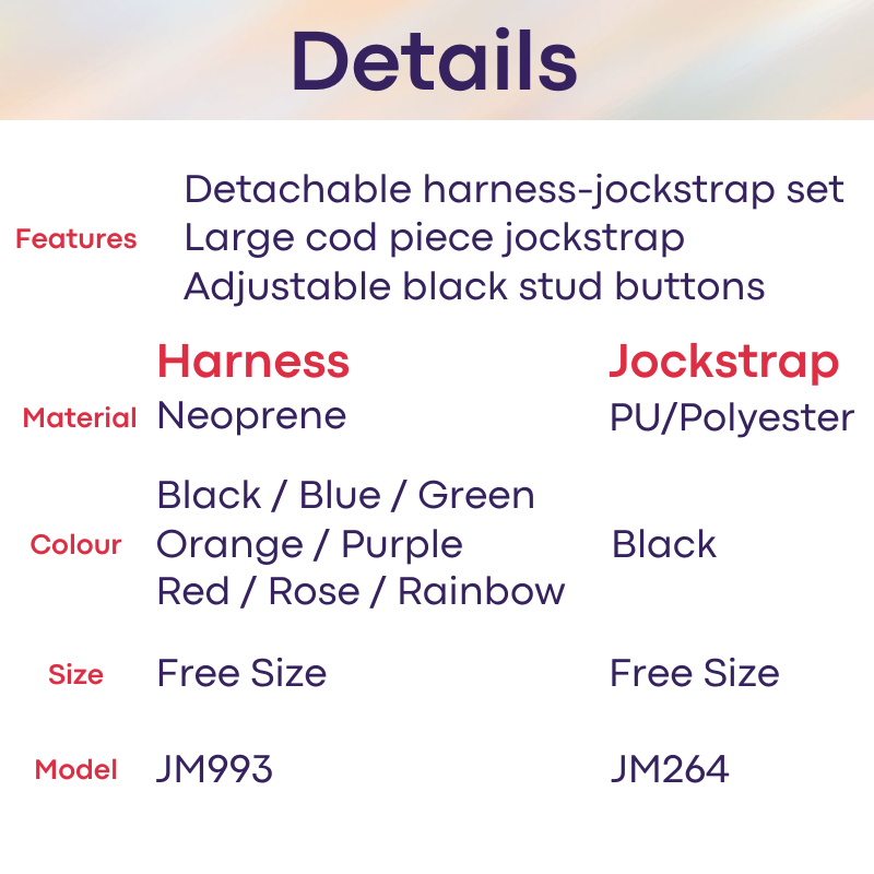 Men's Jockstrap: Neoprene Harness and PU Leather Jockstrap Set (JM993)