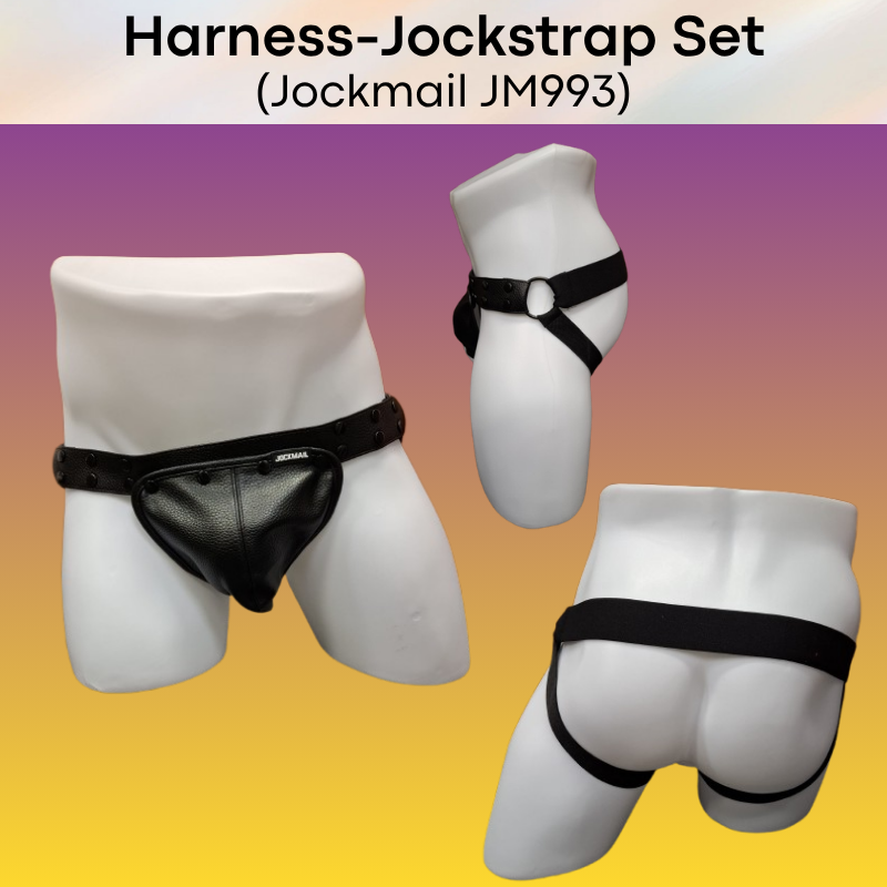 Men's Jockstrap: Neoprene Harness and PU Leather Jockstrap Set (JM993)