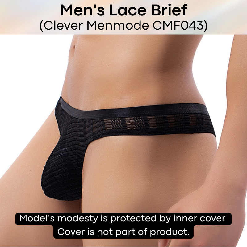 Men's Brief : Half Back Lace Brief-Thong Underwear (Clever Menmode CMF043)