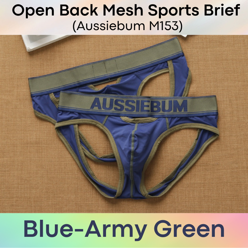 Men's Brief : Nylon Mesh Sports Brief with Front Pouch Opening (Aussiebum M153)