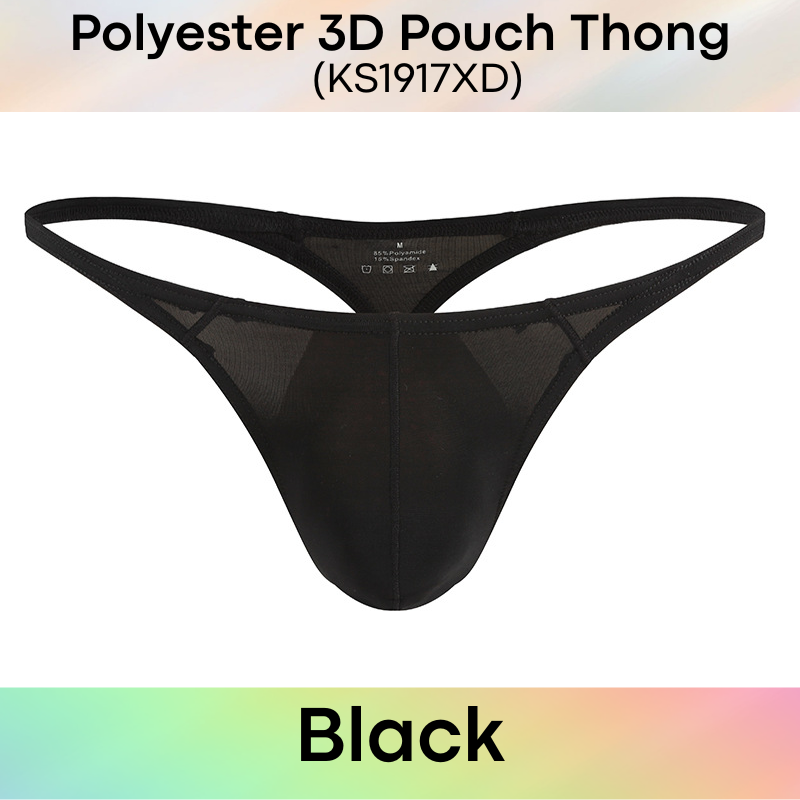 Men's Thong: Polyester 3D Pouch Low Rise Thong (KS1917XD)