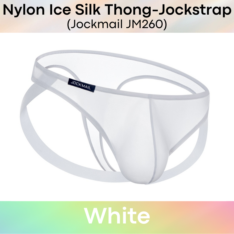 Men's Thong: Nylon Ice Silk Thong and Jockstrap Combination Underwear (JM260)