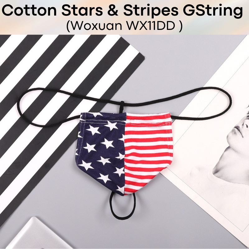 Men's GString : Stars & Stripes Cotton GString Underwear (Woxuan WX11DD)