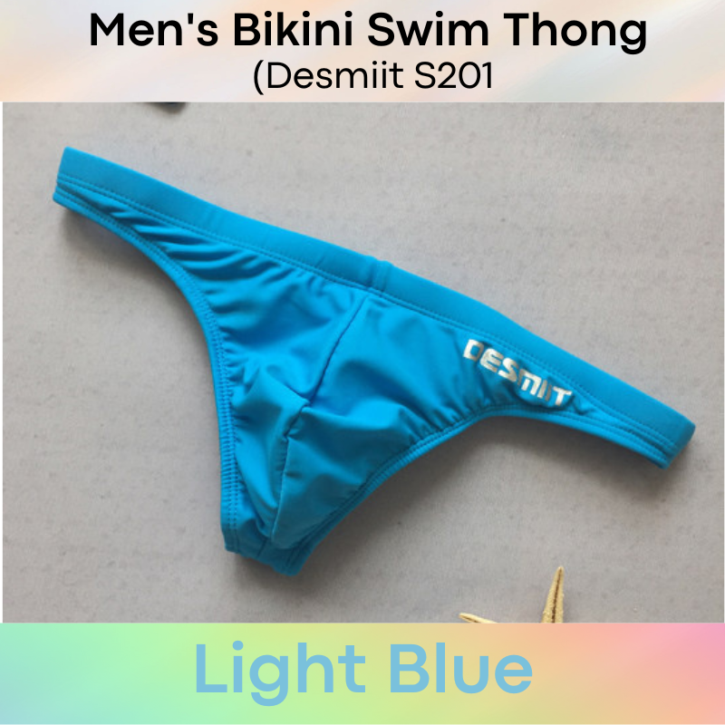 Men's Swimwear: Nylon Bikini Swim Thong with Inner Drawstring (S201)