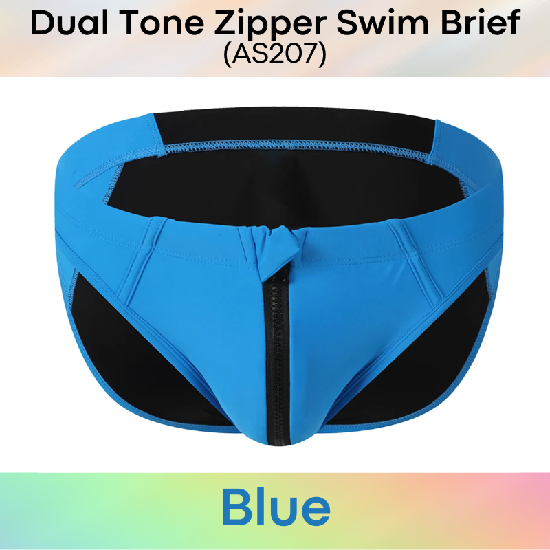 Men's Swim Trunks: Polyester Swim Brief Trunks with Zipper (AS207)