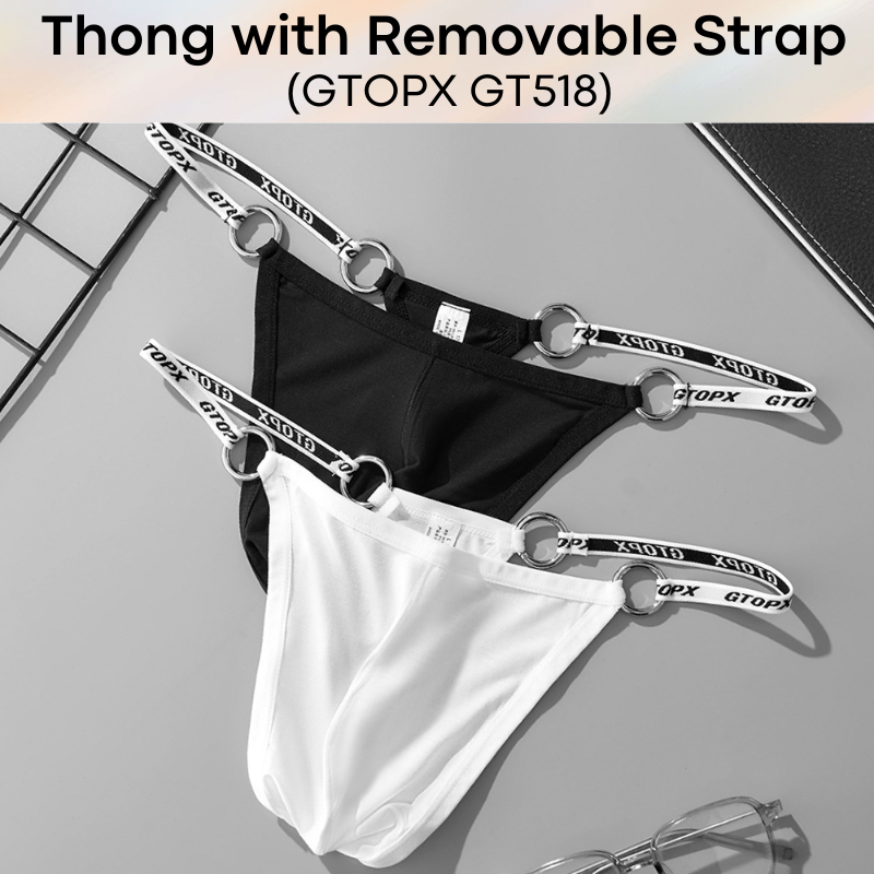 Men's Thong: Viscose Fibre Thong and Removable Suspender Set (GT518/GT519)