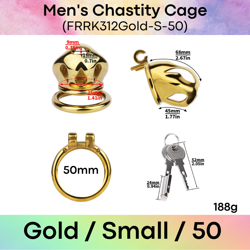 Adult Toy: Men's 304 Stainless Steel Cobra Head Chastity Cage (FRRK312)