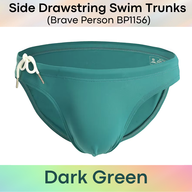 Men's Swimwear: Nylon Brief Design Swim Trunks with Side Drawstring (BP1156)