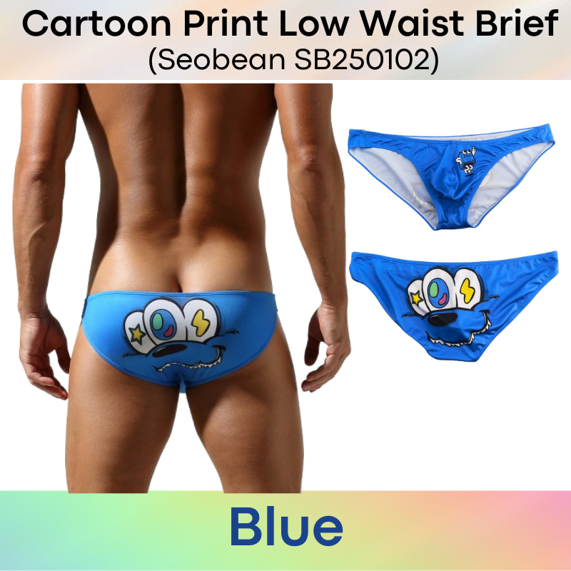 Men's Brief: Polyester Cartoon Low Waist Brief Underwear (SB250102)