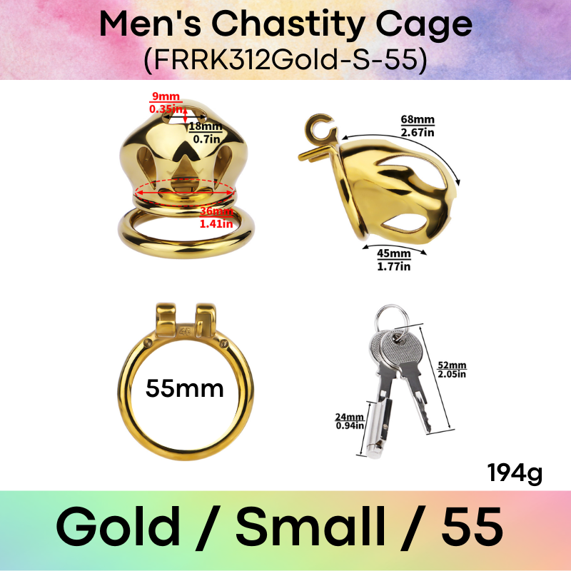 Adult Toy: Men's 304 Stainless Steel Cobra Head Chastity Cage (FRRK312)