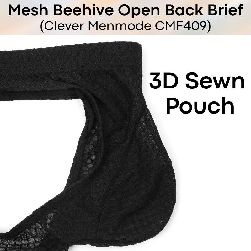 Men's Brief: Polyester Mesh Beehive Open Back Brief (CMF409)