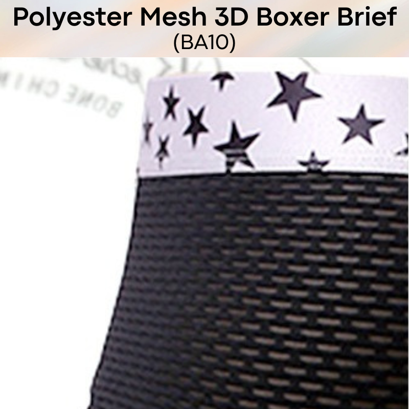 Men's Boxer : Polyester Mesh 3D Front and Rear Design Boxer Brief Trunks (BA10)