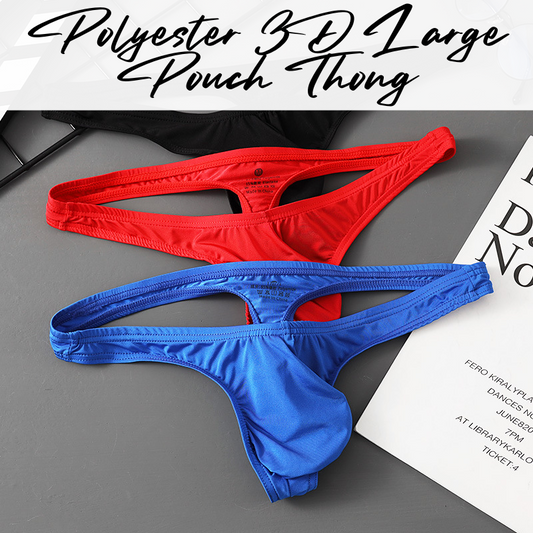 Men's Thong: Polyester Large 3D Pouch T Back Thong Underwear (XNSC2326DK)