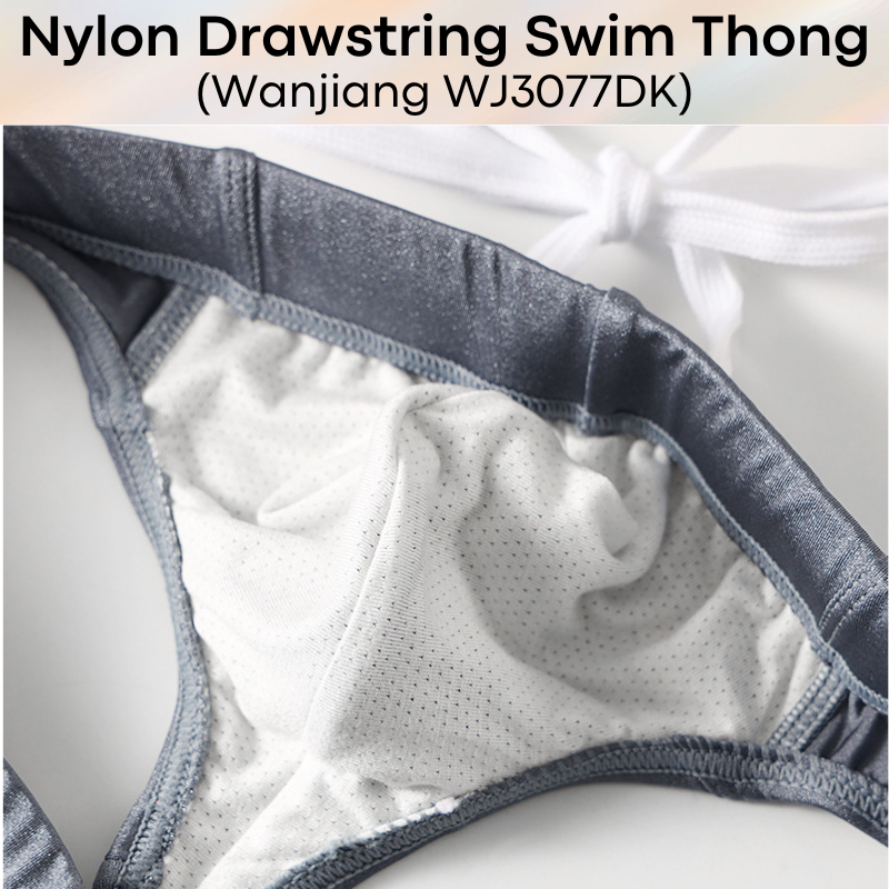 Men's Swimwear: Nylon Swim Thong with Drawstring (WJ3077DK)