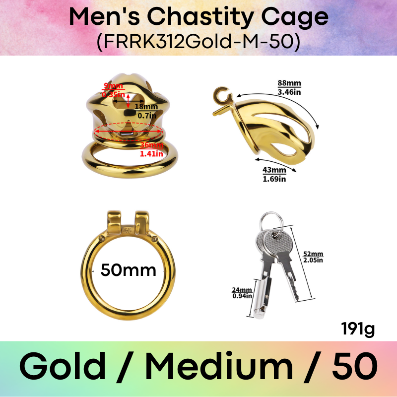 Adult Toy: Men's 304 Stainless Steel Cobra Head Chastity Cage (FRRK312)