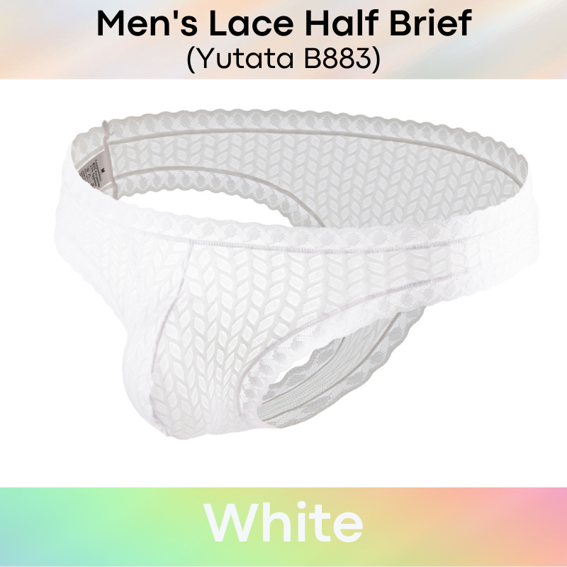 Men's Brief : Lace Half Brief with Lace Trimmings (Yutata B883)