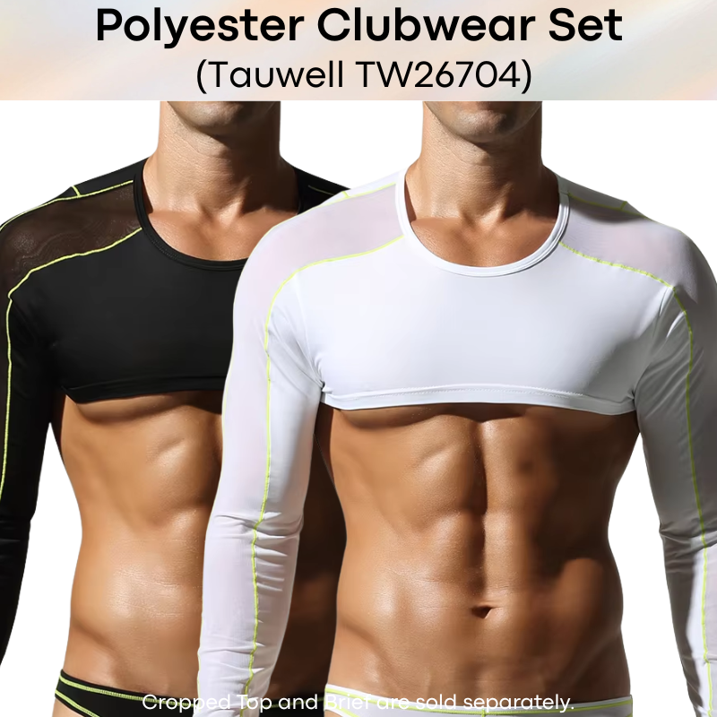 Lifestyle: Men's Polyester Cropped Top and Brief Underwear Clubwear Set (TW26704/TW26105)