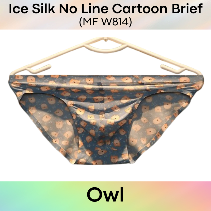 Men's Brief : Polyester Ice Silk Cartoon Print Brief (MF W814)