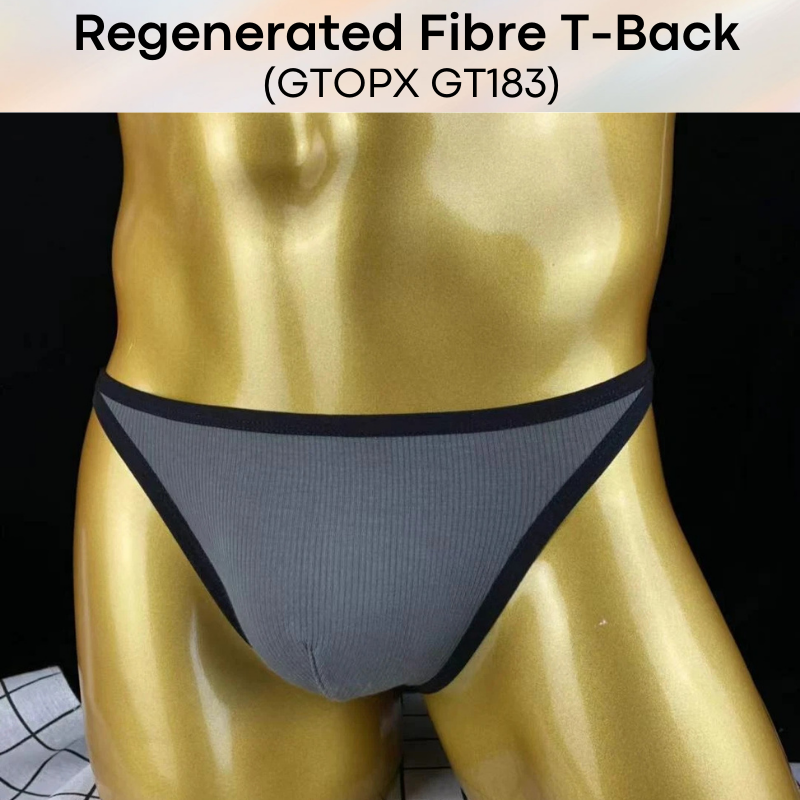 Men's Thong: Regenerated Fibre Line Textured Low Waist T Back (GT183)