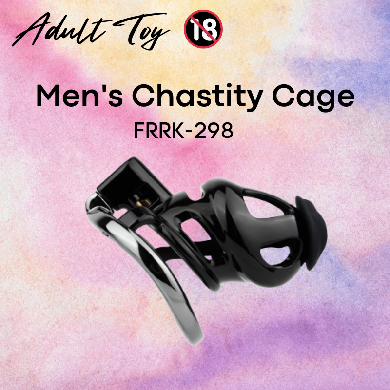 Adult Toy: Men's Resin Chastity Cage with Silicone Urethral Catheter and Aluminum Alloy Ring Set (FRRK298)