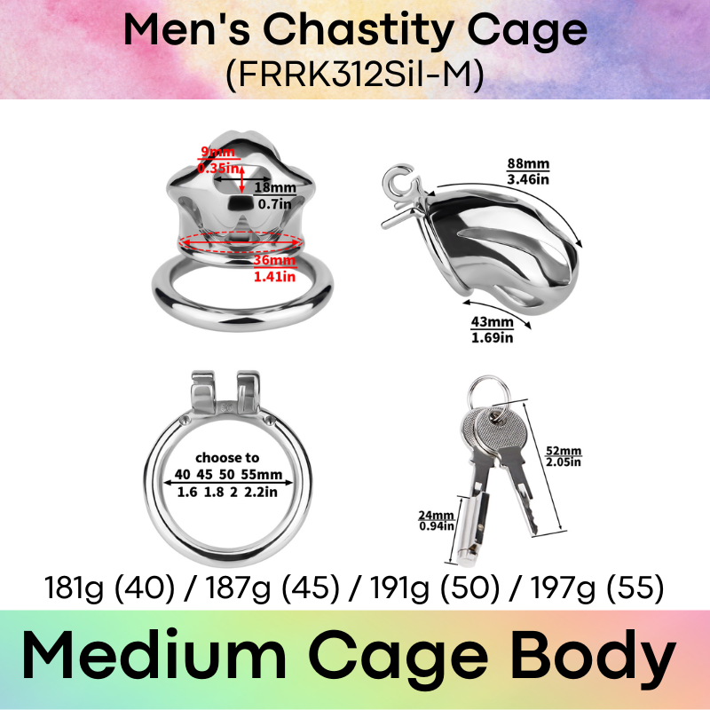 Adult Toy: Men's 304 Stainless Steel Cobra Head Chastity Cage (FRRK312)