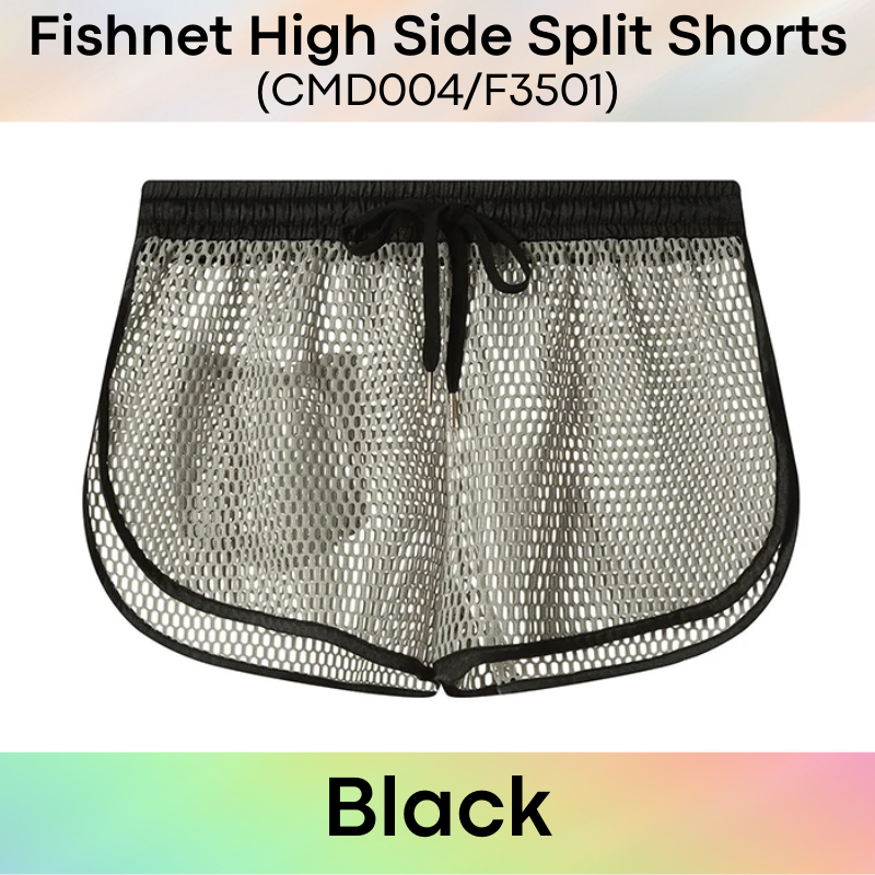 Men's Shorts: Polyester Fish Net See Through with Drawstring/Rear Pocket Shorts (F3501/CMD004)