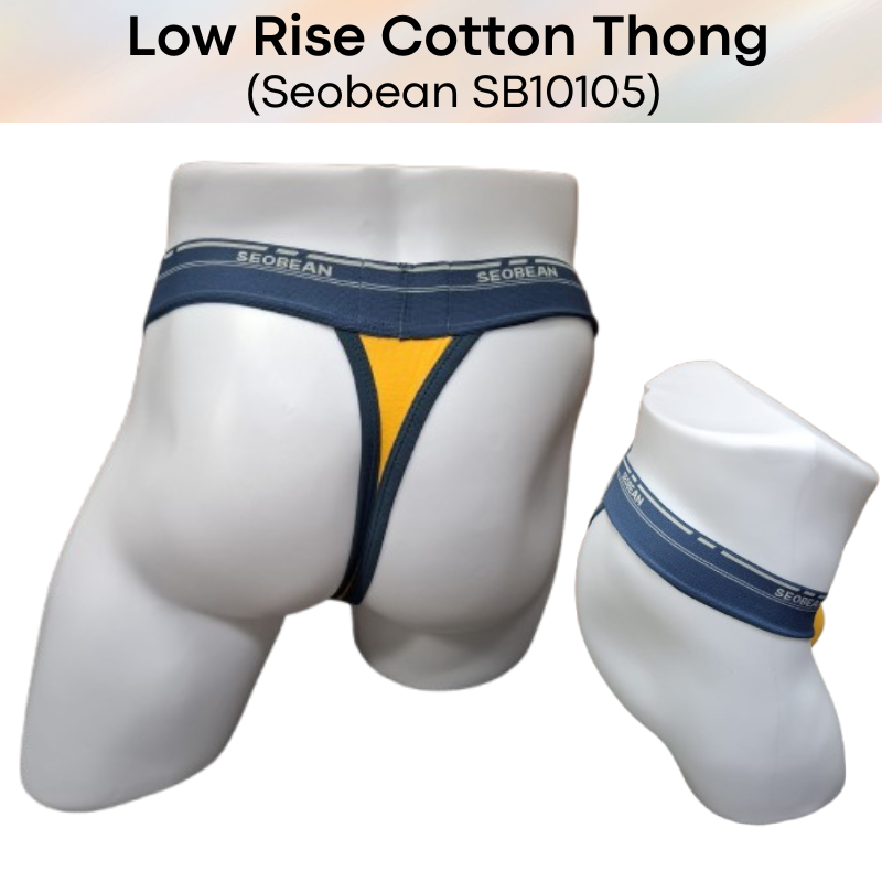 Men's Thong: Cotton Low Rise T Back Thong Underwear (SB10105)