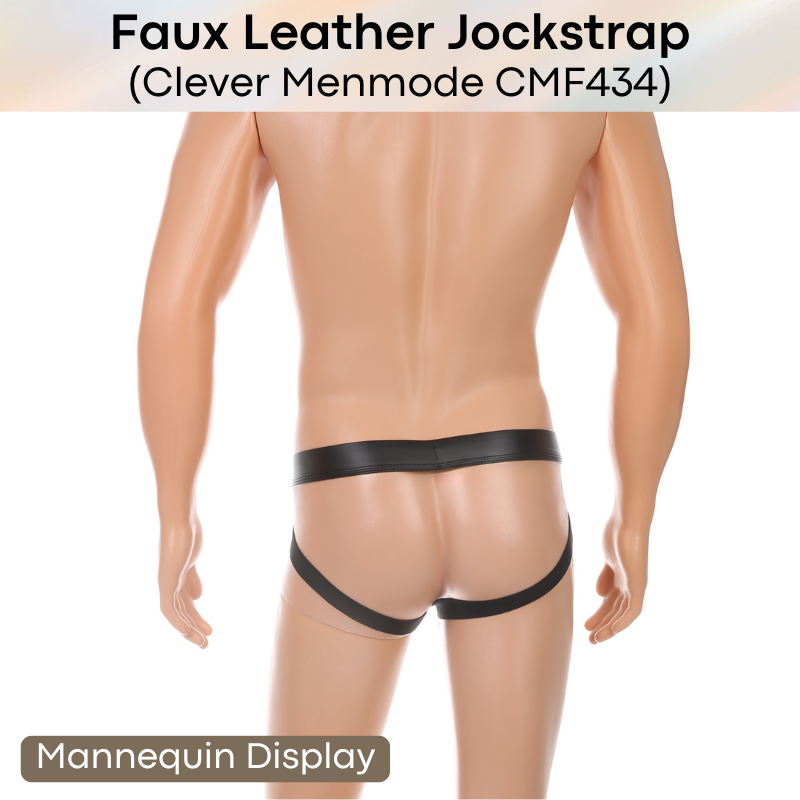 Men's Jockstrap: Polyester Faux Leather Jockstrap with Removable Pouch Top (CMF434)