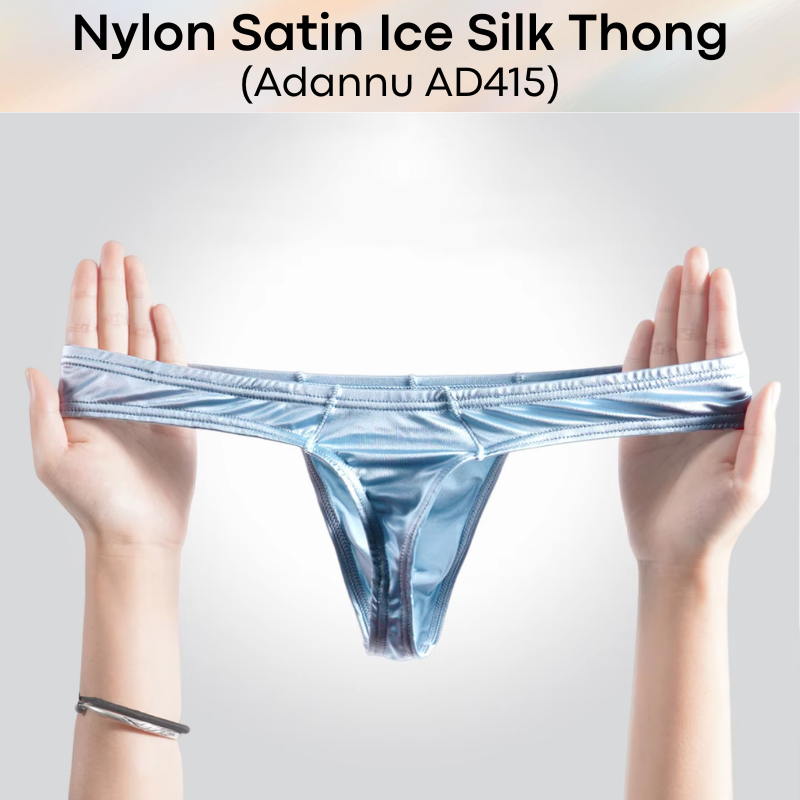 Men's Thong: Nylon Satin Ice Silk Thong Underwear (AD415)