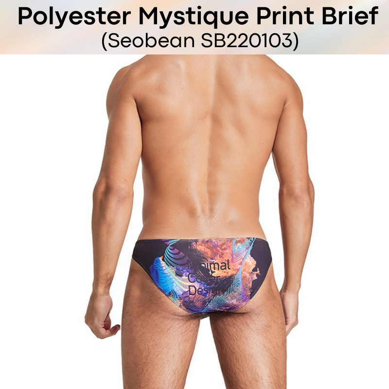 Men's Brief: Polyester Mystique Print Low Rise Bikini Brief (SB220103)