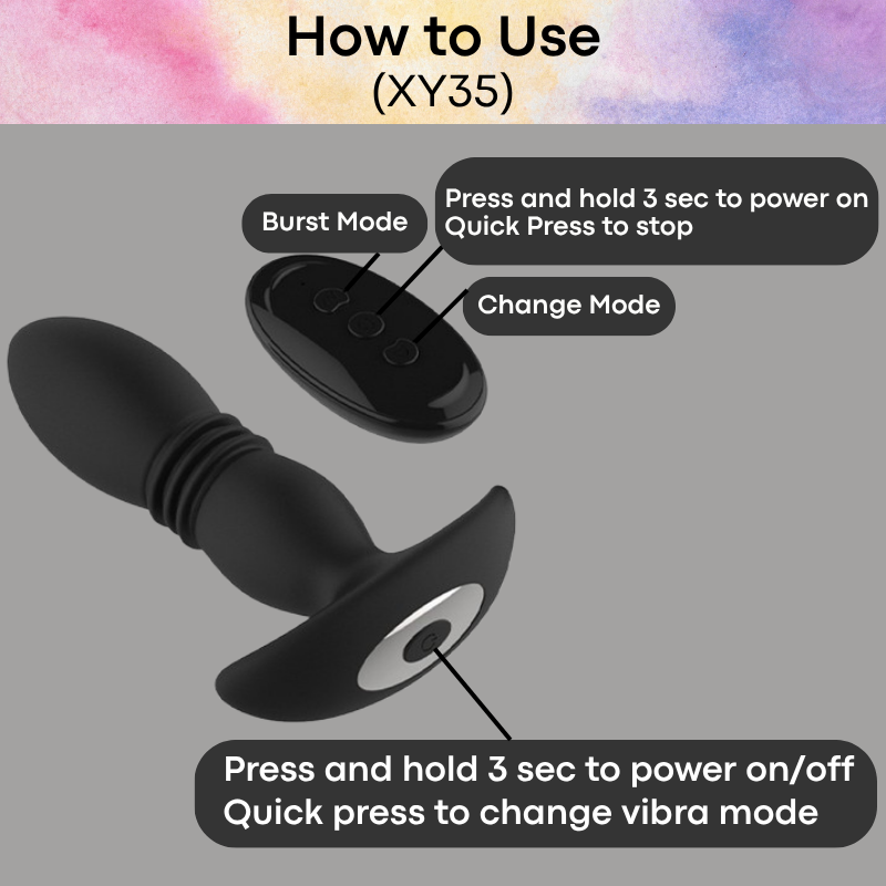 Adult Toy: Silicone Thrusting Vibrator Butt Plug (XY35)