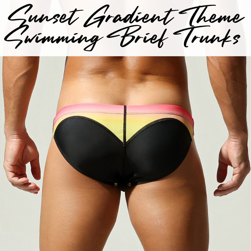 Lifestyle: Men's Sunset Gradient Printed Swimming Brief Trunks (SB260904)