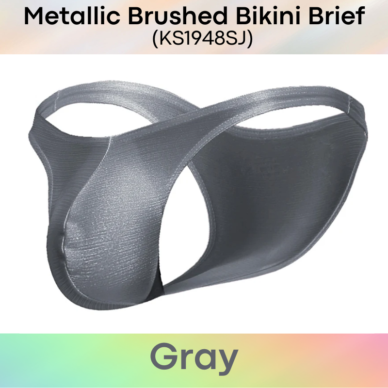 Men's Brief: Polyester Metallic Brushed Bikini Brief with 3D Pouch (KS1948SJ)