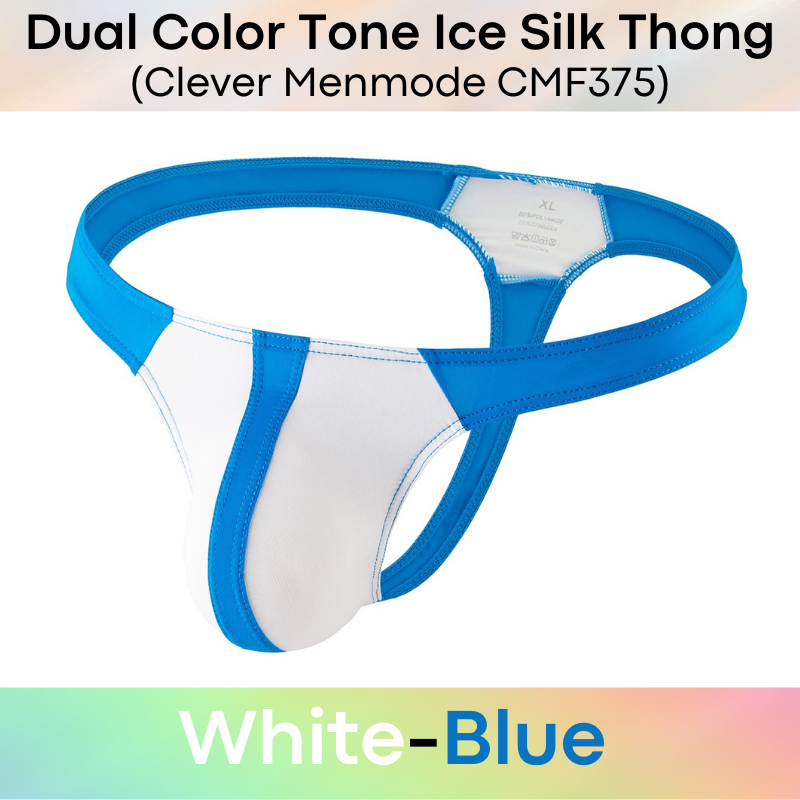 Men's Thong : Polyester Dual Color Tone Ice Silk Thong (Clever Menmode CMF375)