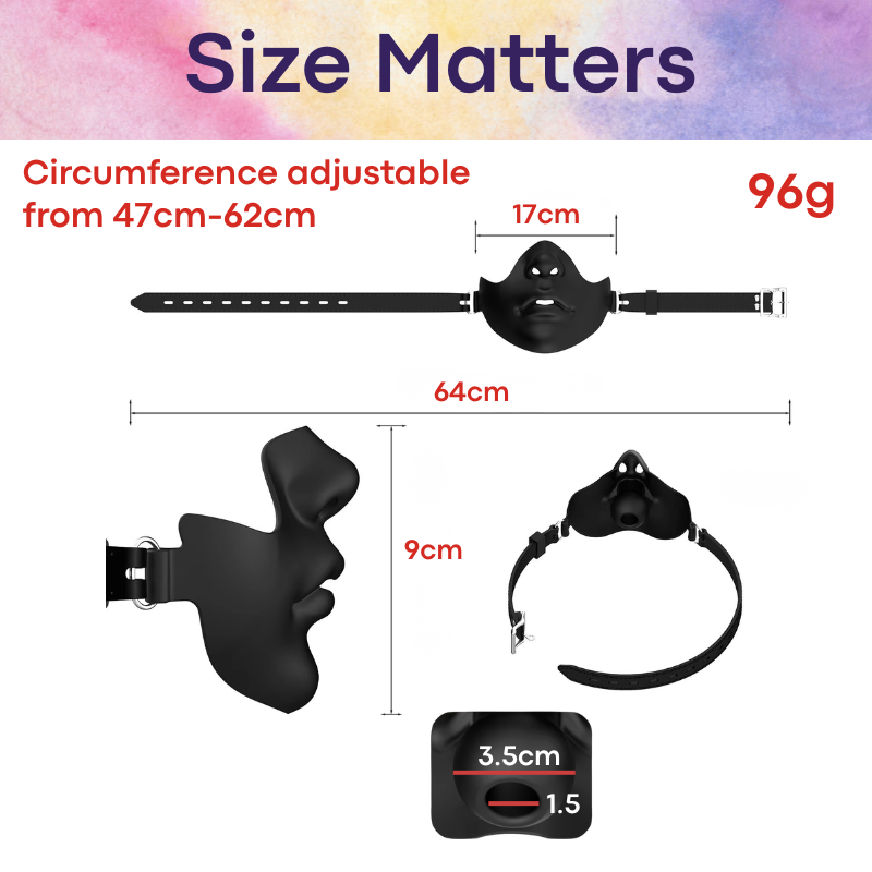 Adult Toy: Silicone Half Mask with Lockable Belt and Ball Gag (AL1048366278971)