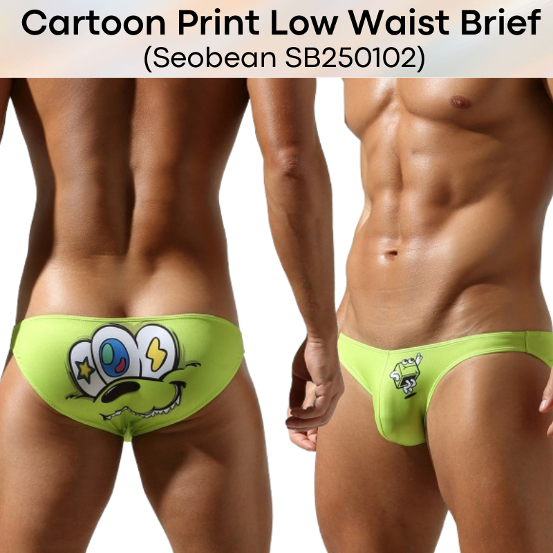 Men's Brief: Polyester Cartoon Low Waist Brief Underwear (SB250102)