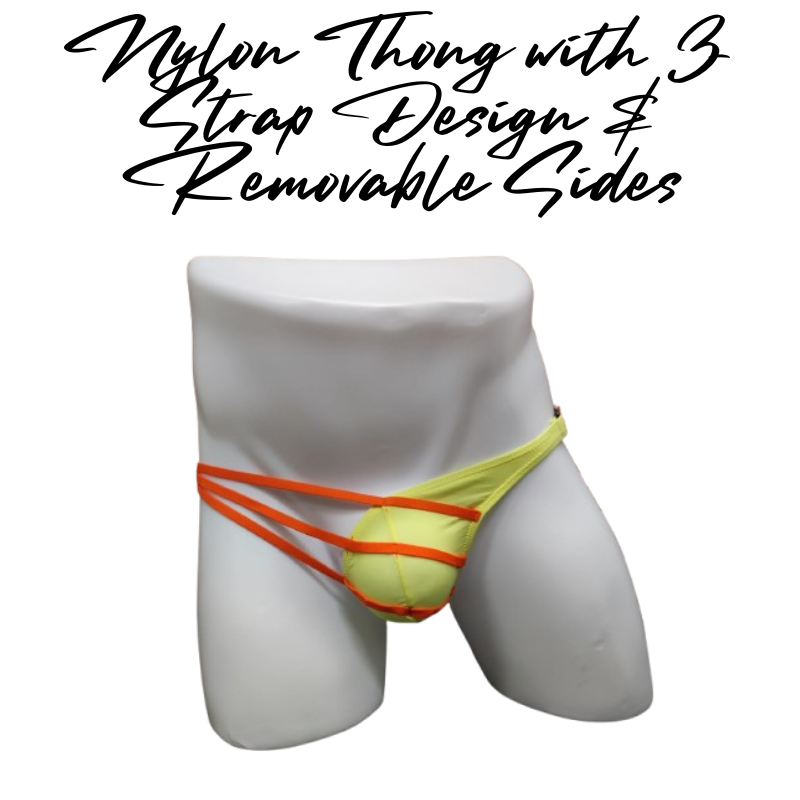 Men's Thong: Ice Silk Thin Thong with 3-Strap Side and Removable Side Clip Hooks (TW25105)