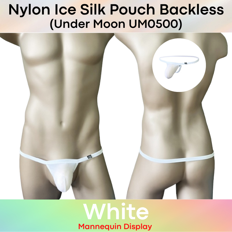 Men's GString: Nylon Ice Silk Pouch with Groin Buckle Backless Freedom Underwear (UM0500)