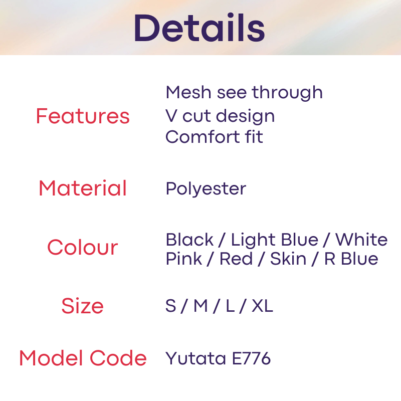 Mens Bodysuit: Polyester Mesh V Cut Thong Bodysuit Underwear (E776)