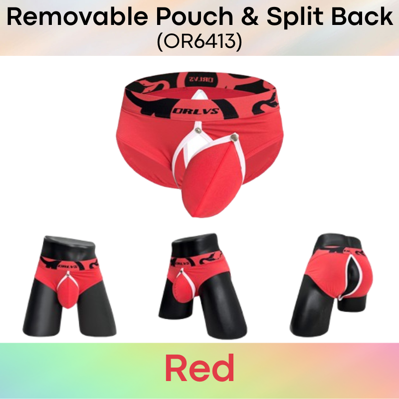 Men's Brief: Modal Fabric Brief with Removable Pouch and Slit Open Back Underwear (OR6413)