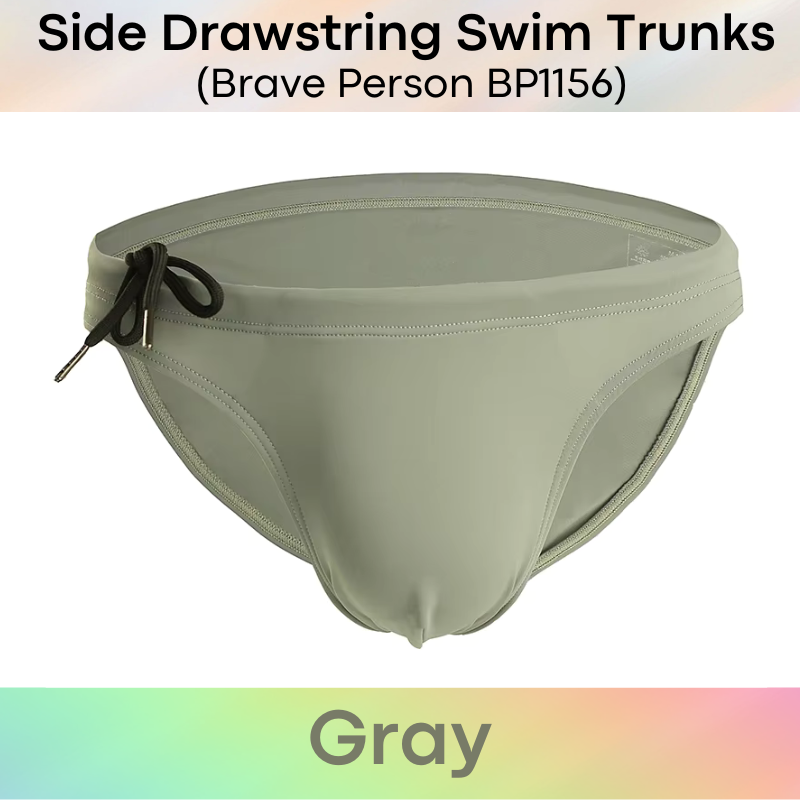 Men's Swimwear: Nylon Brief Design Swim Trunks with Side Drawstring (BP1156)